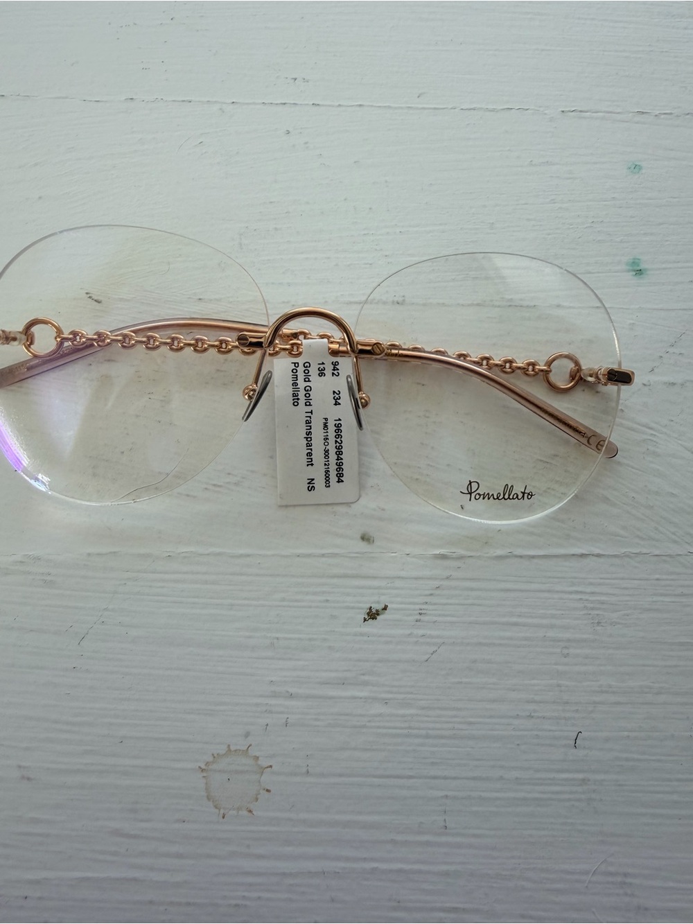 Pomellato Rose Gold Rimless Chain Sunglasses - Clear Lenses